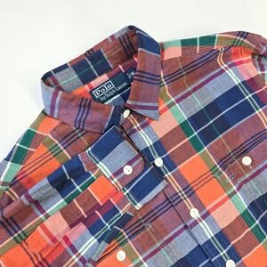 Polo Ralph Lauren Mens Medium M Plaid‎ Check Button Down 2 Pocket Work Shirt